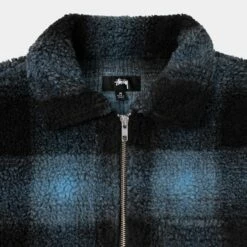 Best reviews of ⌛ Stussy SHADOW PLAID SHERPA ZIP 👚 SHIRT 💯 -Stussy Sales 1110224 BLUE 3