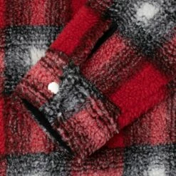 Deals ⭐ Stussy SHADOW PLAID SHERPA ZIP 👕 SHIRT 🥰 -Stussy Sales 1110224 REDD 5