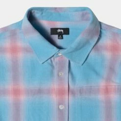 Hot Sale 😀 Stussy HELLSHIRE PLAID 👕 SHIRT 🧨 -Stussy Sales 1110261 BLUE 3