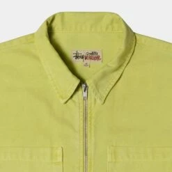 Best Sale 👏 Stussy WASHED CANVAS ZIP 👕 SHIRT 🎁 -Stussy Sales 1110264 LIME 3