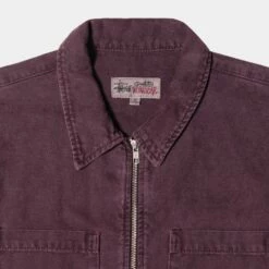 Cheap ✔️ Stussy WASHED CANVAS ZIP 👕 SHIRT 🔥 -Stussy Sales 1110264 PURP 3