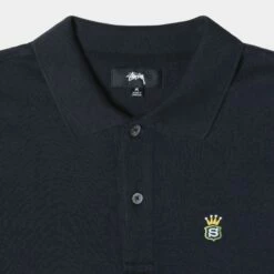 Best Pirce 👏 Stussy LS RIB POLO 😉 -Stussy Sales 1140311 BLAC 3